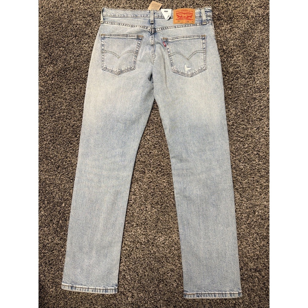 Levi's 511 Slim Stretch Denim Jeans Blue Men's 5-Pocket Light Wash Size 32x30 - Picture 5 of 11